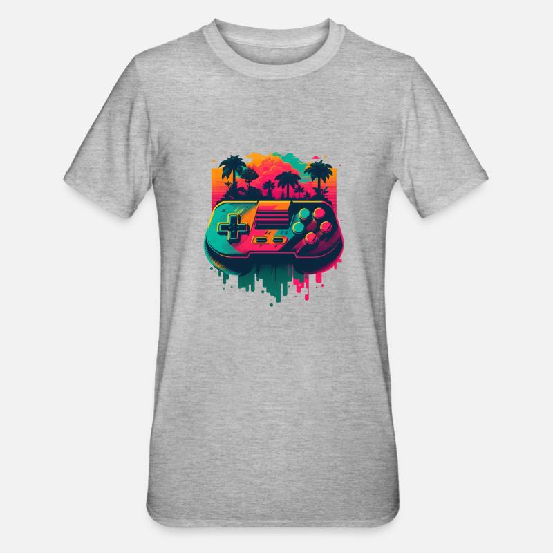 Retro Console - Unisex Polycotton T-Shirt - heather grey