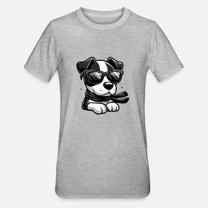 Chien teckel mignon - T-shirt polycoton Unisexe - gris chiné