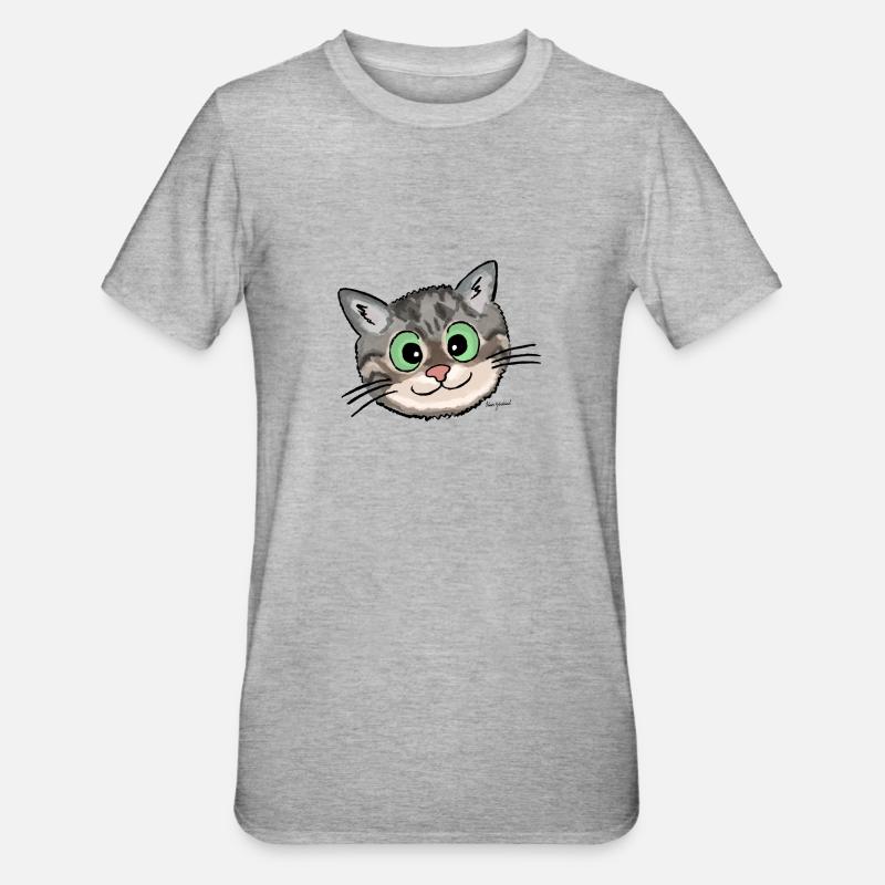 Kätzchen Lissy (smiling) - Unisex Polycotton T-Shirt - Grau meliert