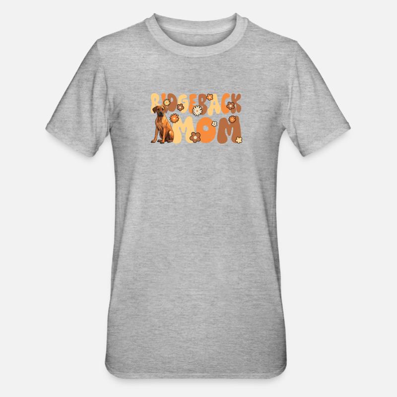 Rhodesian Ridgeback Groovy Ridgeback maman - T-shirt polycoton Unisexe - gris chiné