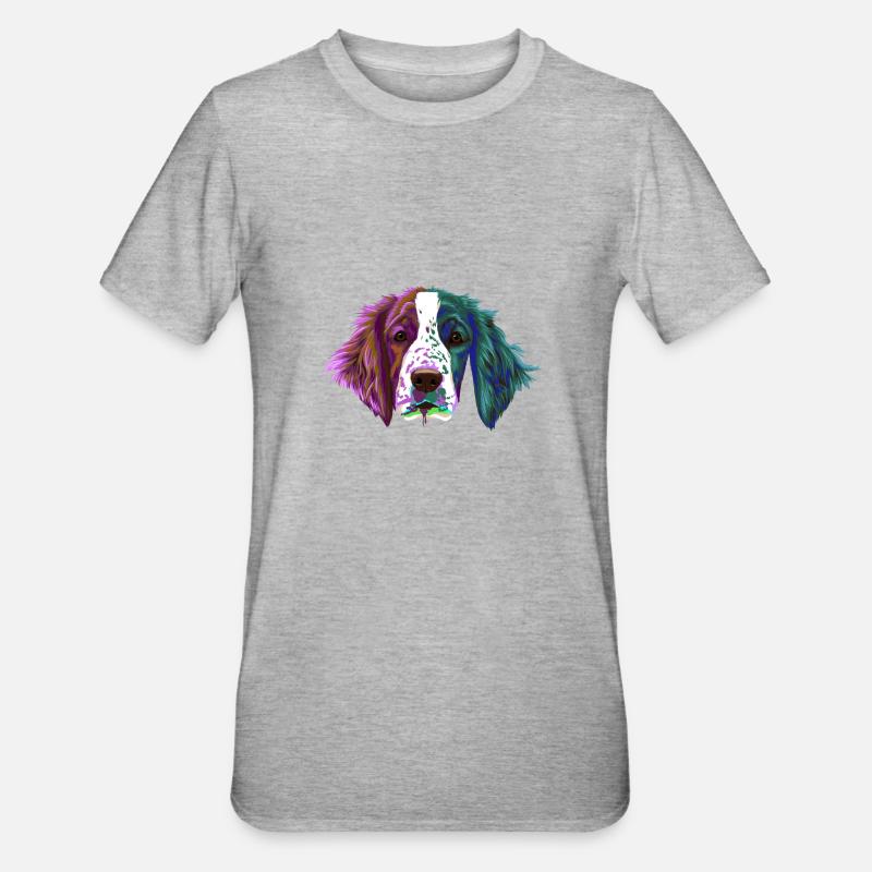 Splash Welsh Springer Spaniel Dog - Unisex Polycotton T-Shirt - heather grey