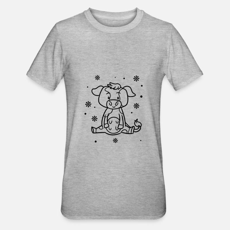 Drôle de bébé vache - T-shirt polycoton Unisexe - gris chiné