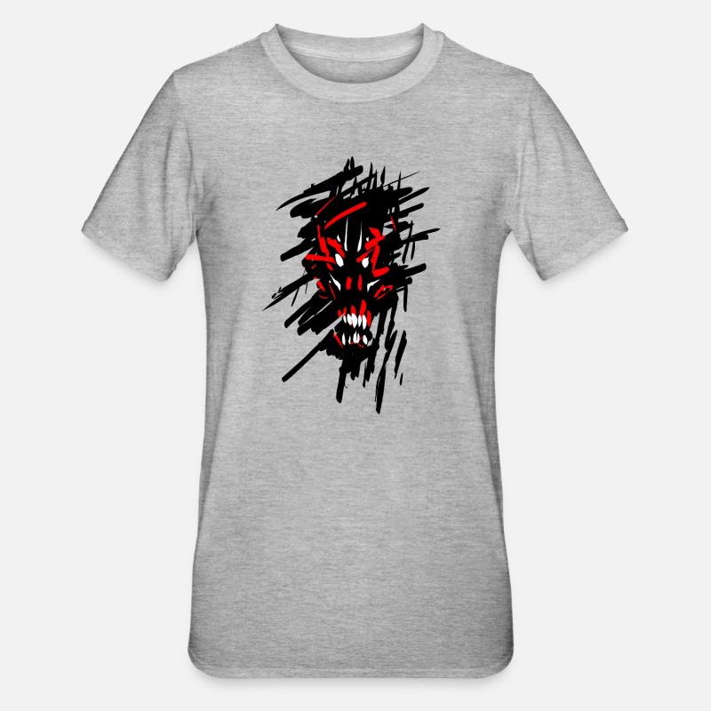 Teufel Horror Graffiti - Unisex Polycotton T-Shirt - Grau meliert