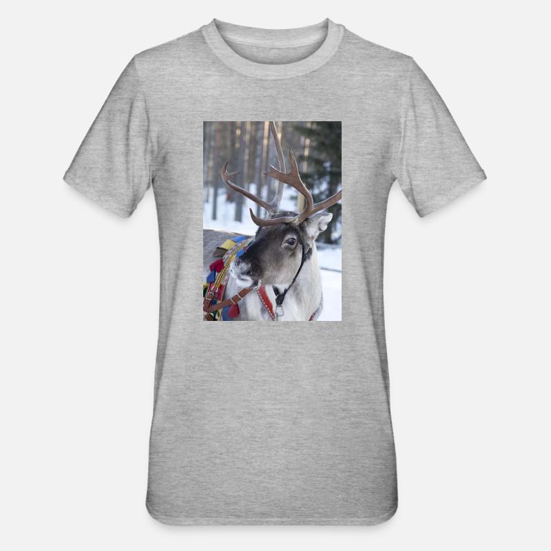 Rentier - Unisex Polycotton T-Shirt - Grau meliert