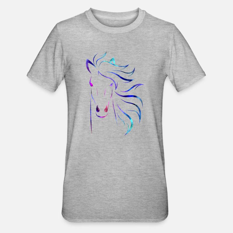Pferd - Unisex Polycotton T-Shirt - Grau meliert