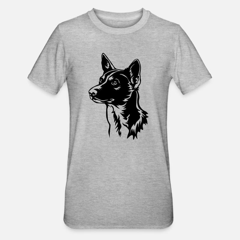 Tête de Basenji - T-shirt polycoton Unisexe - gris chiné