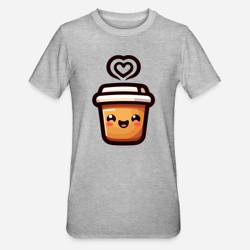 Caffeine Cutie : le joyeux Java - T-shirt polycoton Unisexe - gris chiné