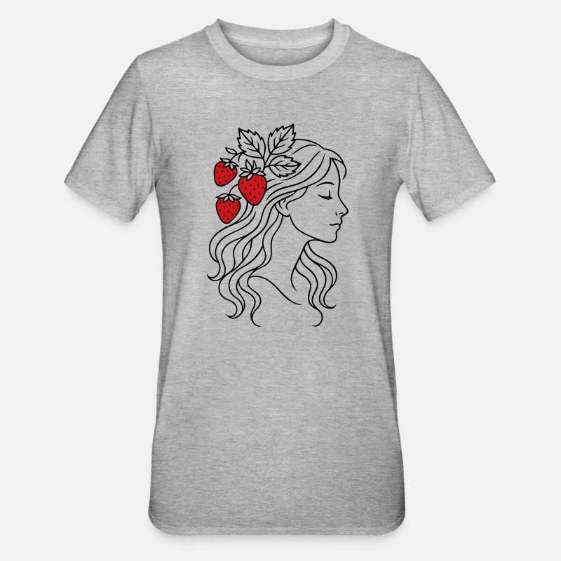 Frau mit Erdbeeren Erdbeermädchen - Unisex Polycotton T-Shirt - Grau meliert