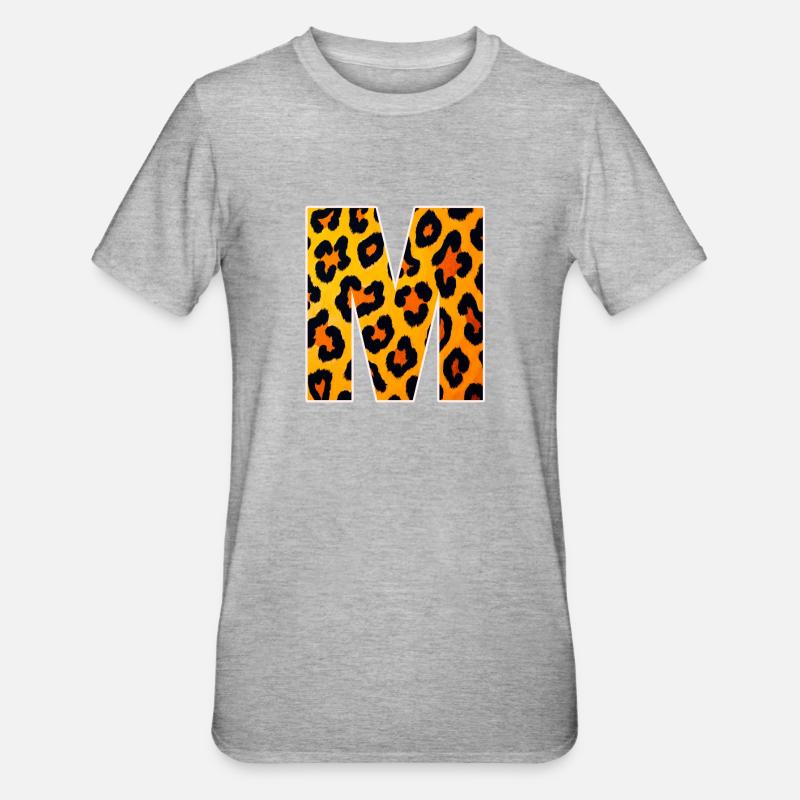 Lettre M du léopard - T-shirt polycoton Unisexe - gris chiné