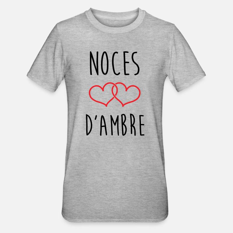noces d'ambre 34 ans de mariage - T-shirt polycoton Unisexe - gris chiné