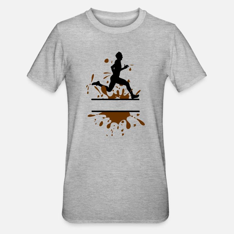 Mud Run Man – Customizable Runner - Unisex Polycotton T-Shirt - heather grey