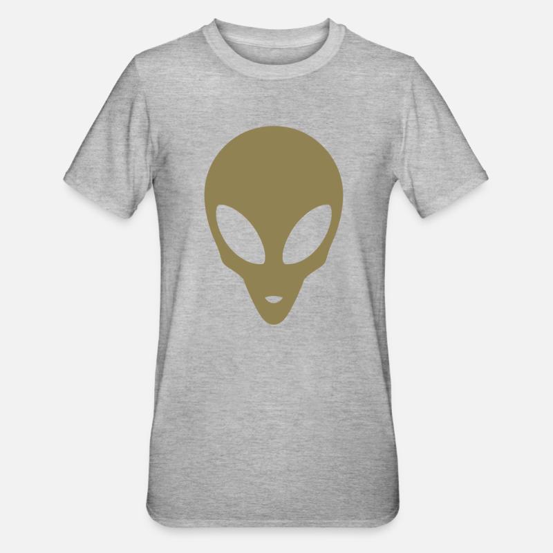 Silhouette eines Alienkopfes - Unisex Polycotton T-Shirt - Grau meliert