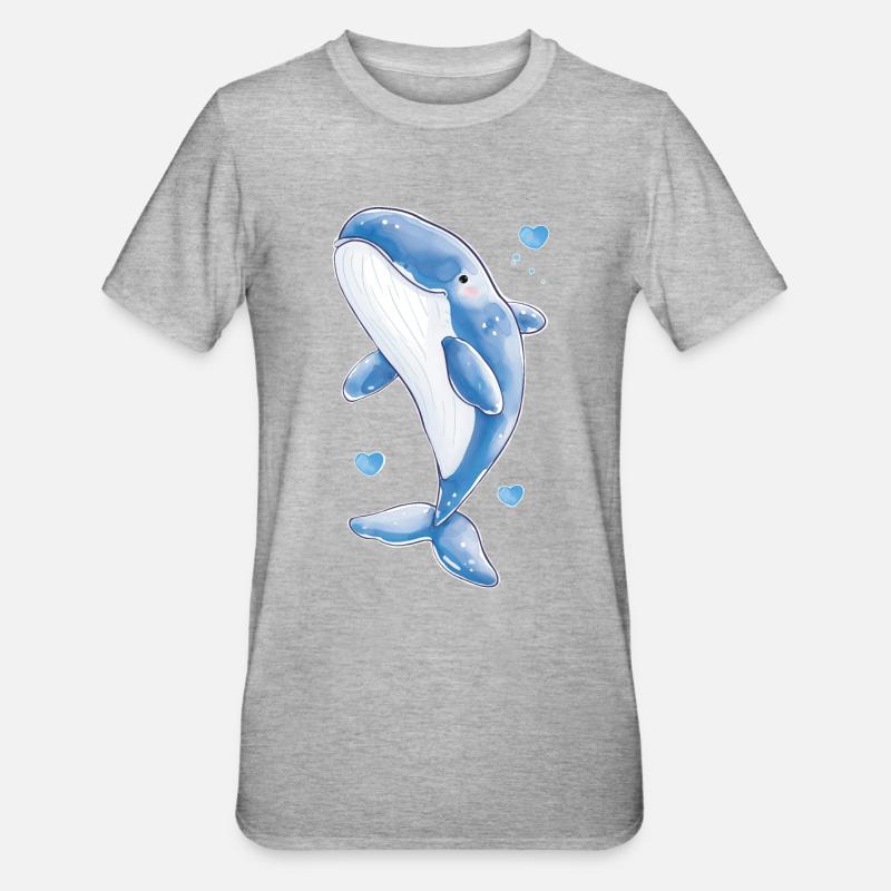Süßer Wal - Unisex Polycotton T-Shirt - Grau meliert