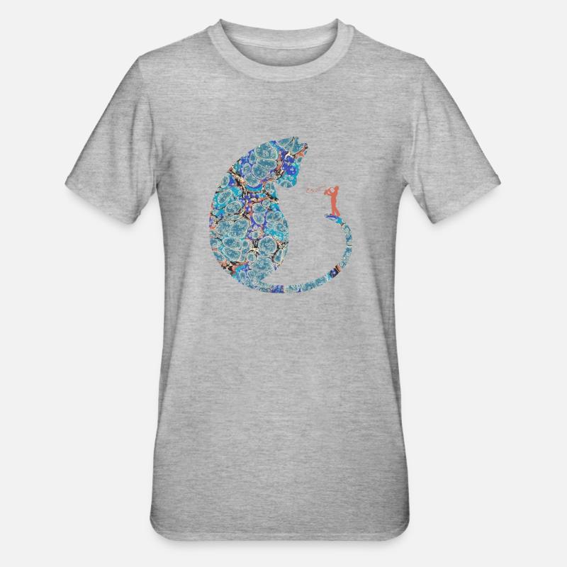 katze mit saxophon e 238 - T-shirt polycoton Unisexe - gris chiné