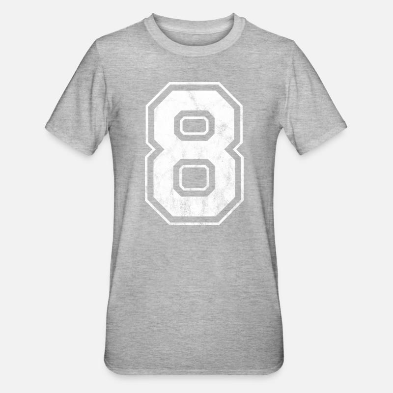 Nummer 8 - Unisex Polycotton T-Shirt - Grau meliert
