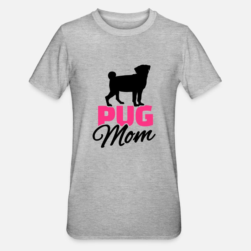 Mops - Unisex Polycotton T-Shirt - Grau meliert