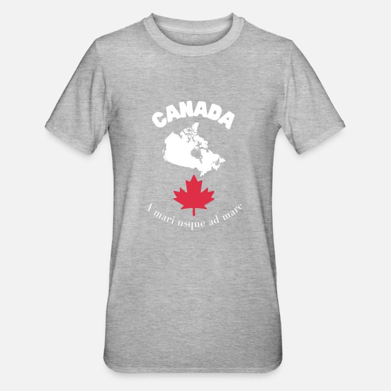 CANADA with map & motto - Unisex Polycotton T-Shirt - heather grey