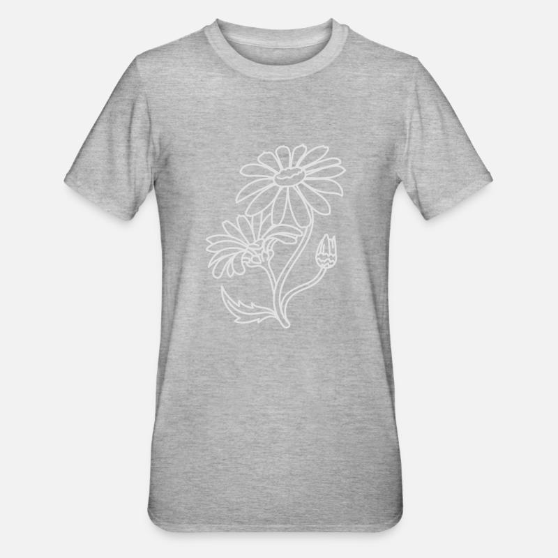 Einfache Gänseblümchen - Unisex Polycotton T-Shirt - Grau meliert