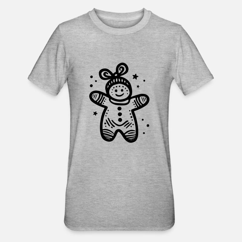 Lebkuchenmännchen - Unisex Polycotton T-Shirt - Grau meliert