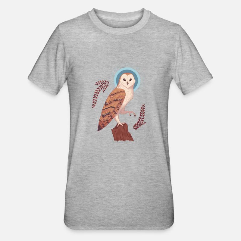 Eule - Unisex Polycotton T-Shirt - Grau meliert
