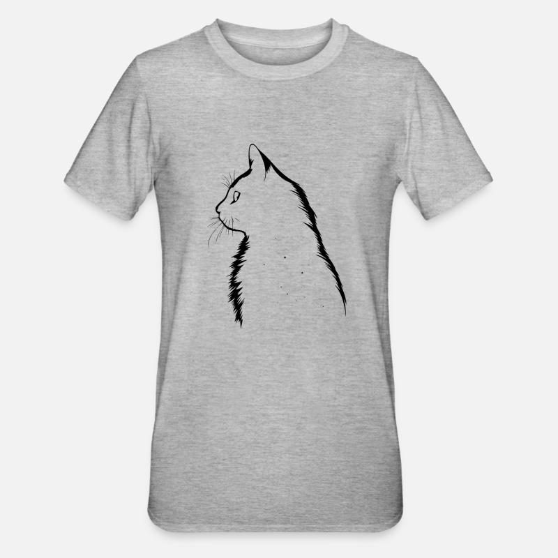 Chat, Motif De Chat - T-shirt polycoton Unisexe - gris chiné