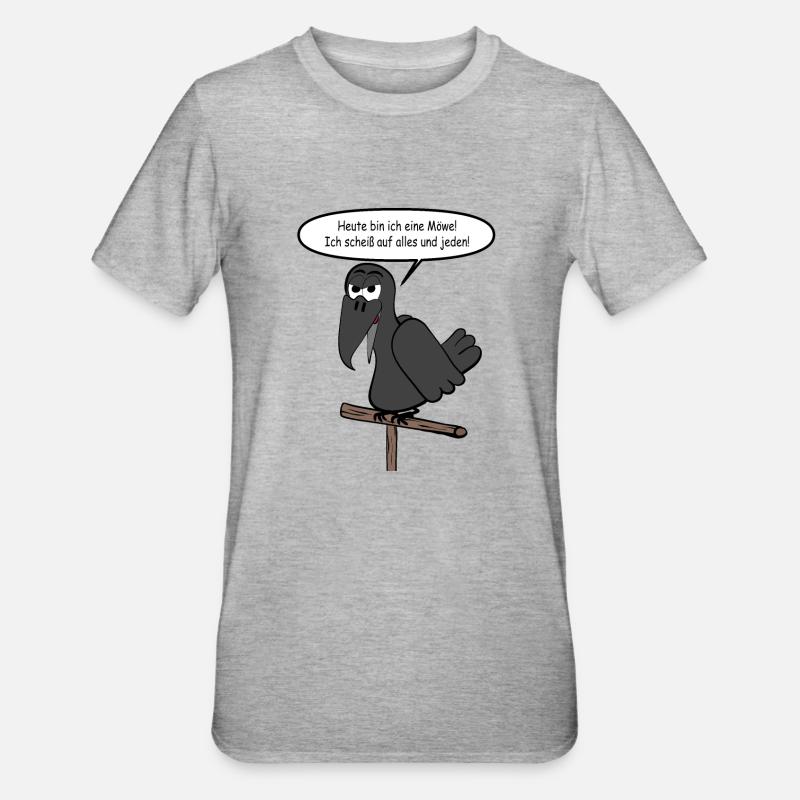 Heute bin ich eine Möwe - Unisex Polycotton T-Shirt - Grau meliert
