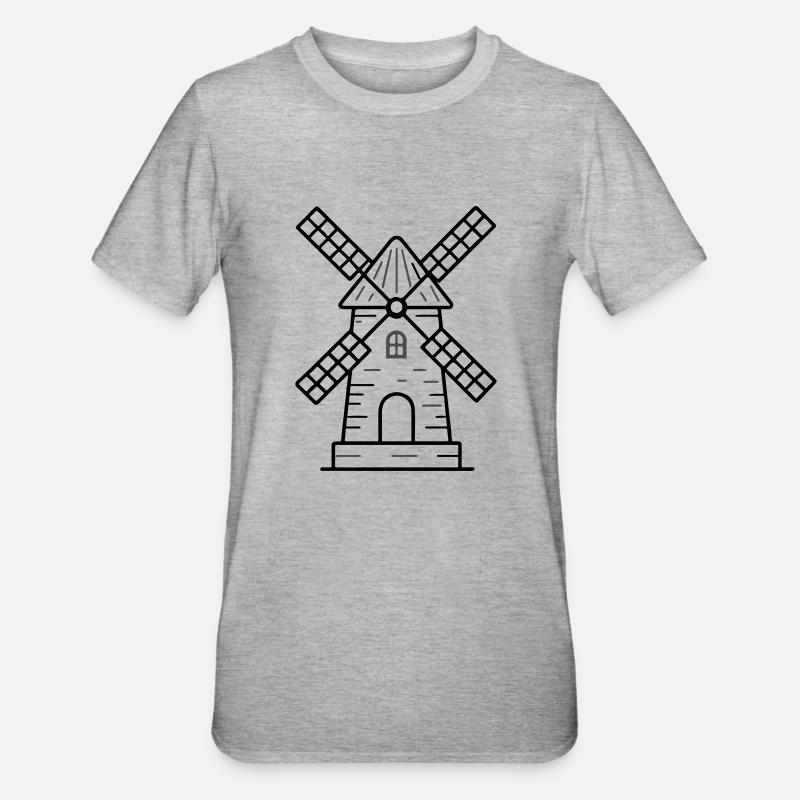 Icône du moulin à vent - T-shirt polycoton Unisexe - gris chiné