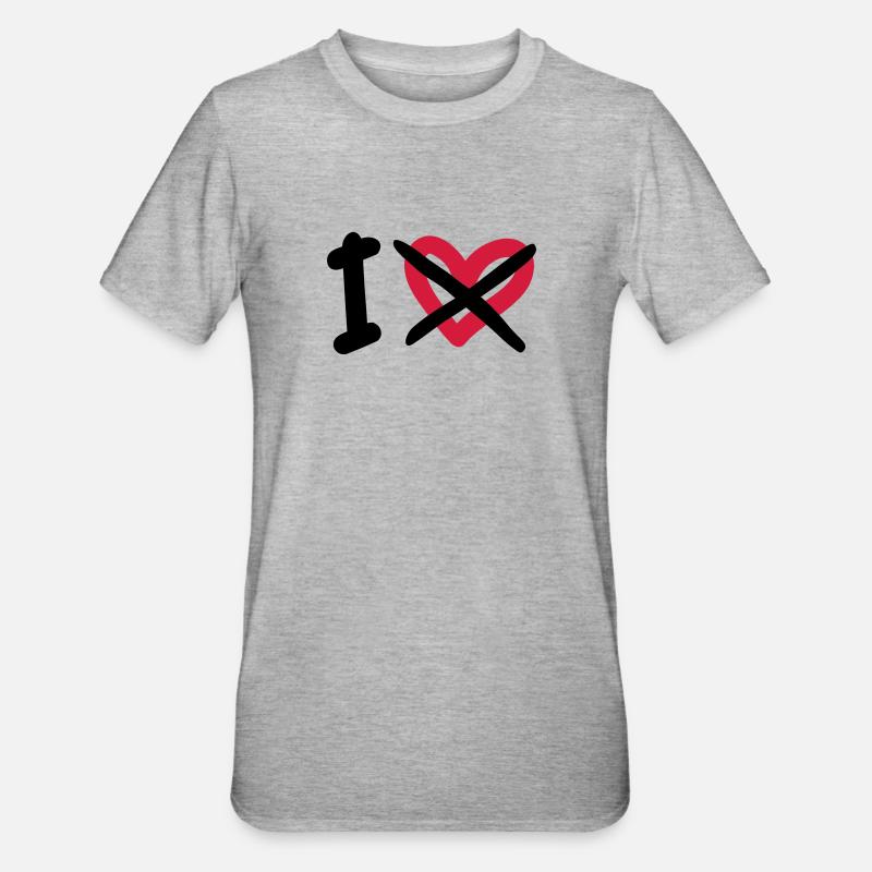 I Hate - T-shirt polycoton Unisexe - gris chiné