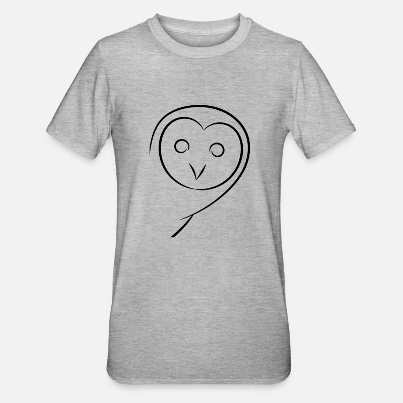 Eule - Unisex Polycotton T-Shirt - Grau meliert