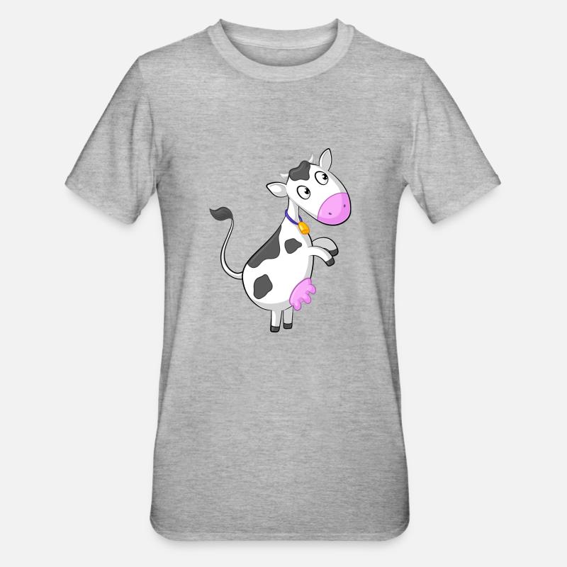 Neugierige Comic Kuh - Unisex Polycotton T-Shirt - Grau meliert