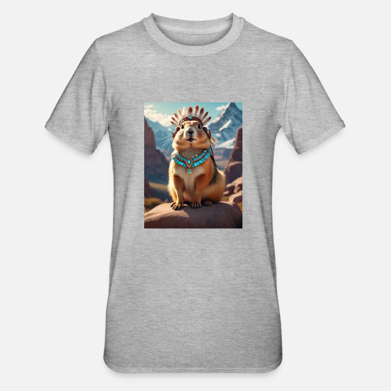 Murmeltier Krieger - Unisex Polycotton T-Shirt - Grau meliert