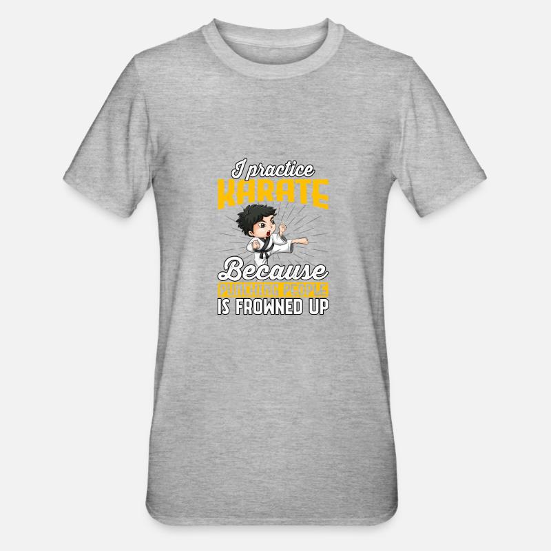 I practice Karate because punching people is - Unisex Polycotton T-Shirt - heather grey