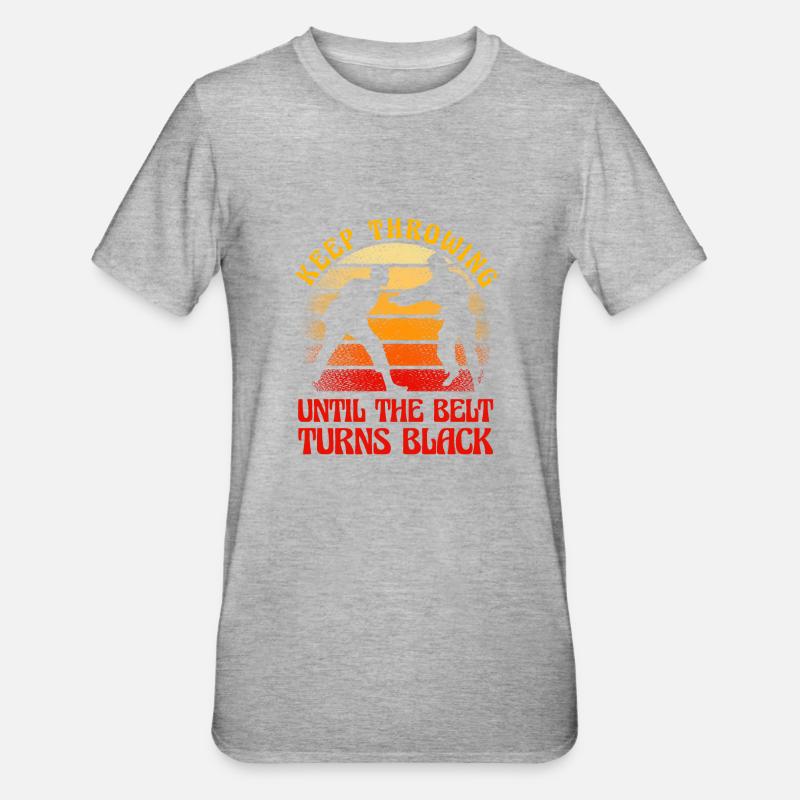 keep throwing until the belt turns black - Unisex Polycotton T-Shirt - heather grey