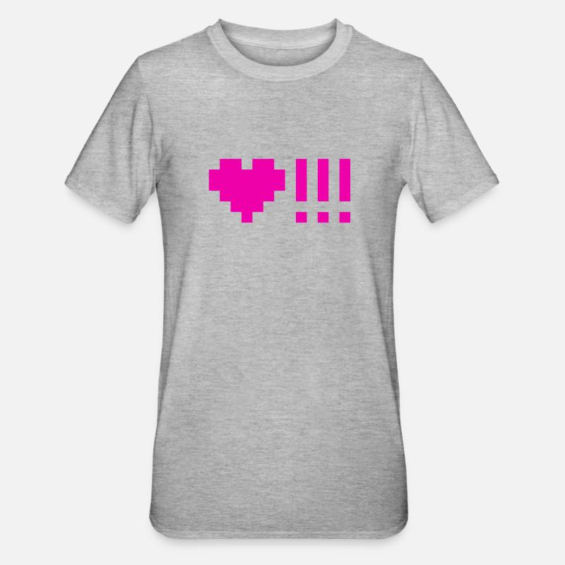 Hearts with three exclamation points - Unisex Polycotton T-Shirt - heather grey