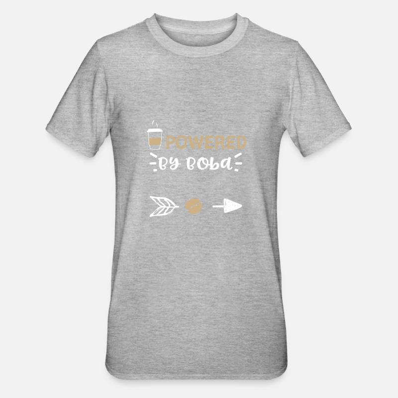 Powered By Boba - Coffee - Unisex Polycotton T-Shirt - heather grey
