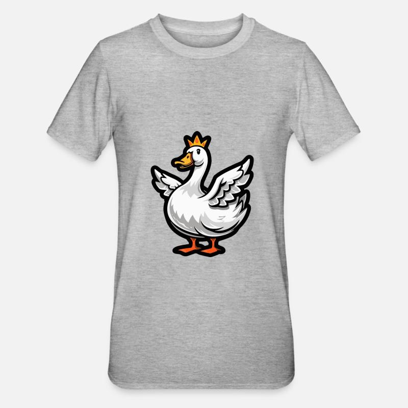 Gans Comic Krone - Unisex Polycotton T-Shirt - Grau meliert