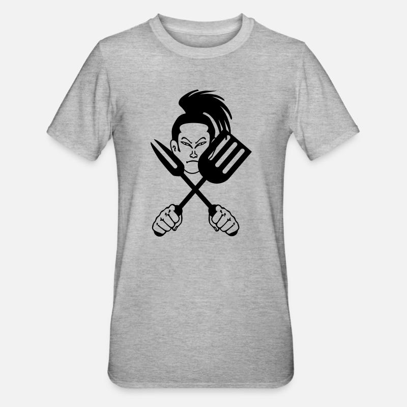 Japanischer Samurai-Koch - Unisex Polycotton T-Shirt - Grau meliert