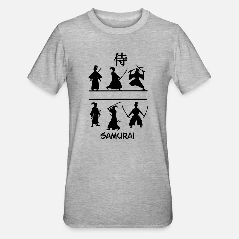 Samurai mit Schwertern - Unisex Polycotton T-Shirt - Grau meliert