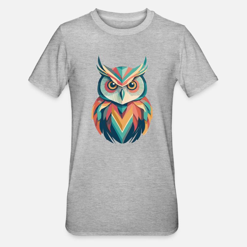 Glänzende Eule - Unisex Polycotton T-Shirt - Grau meliert