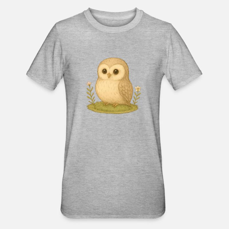 Nordischer Wald - Eule - Unisex Polycotton T-Shirt - Grau meliert