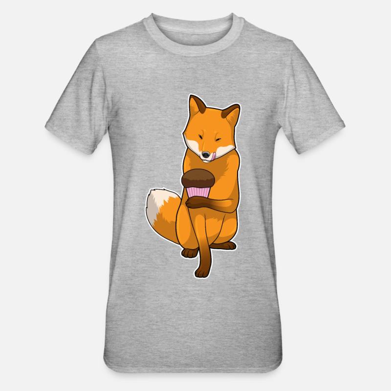 Fuchs Muffin - Unisex Polycotton T-Shirt - Grau meliert