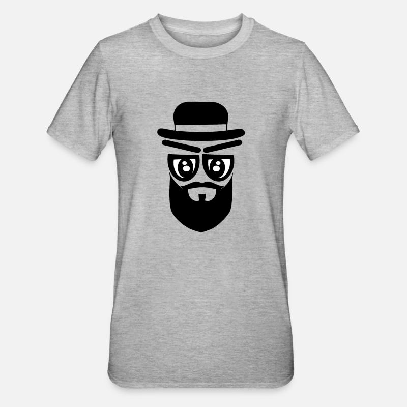 face with hat and beard - Unisex Polycotton T-Shirt - heather grey