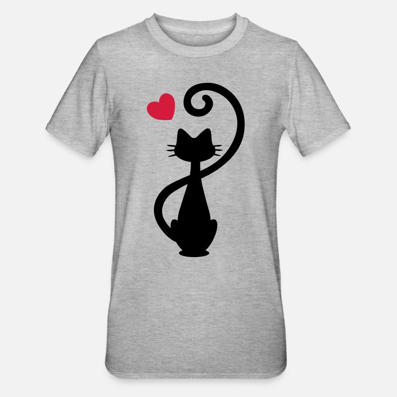 Chat - chat dame - chat - chat - minou - T-shirt polycoton Unisexe - gris chiné