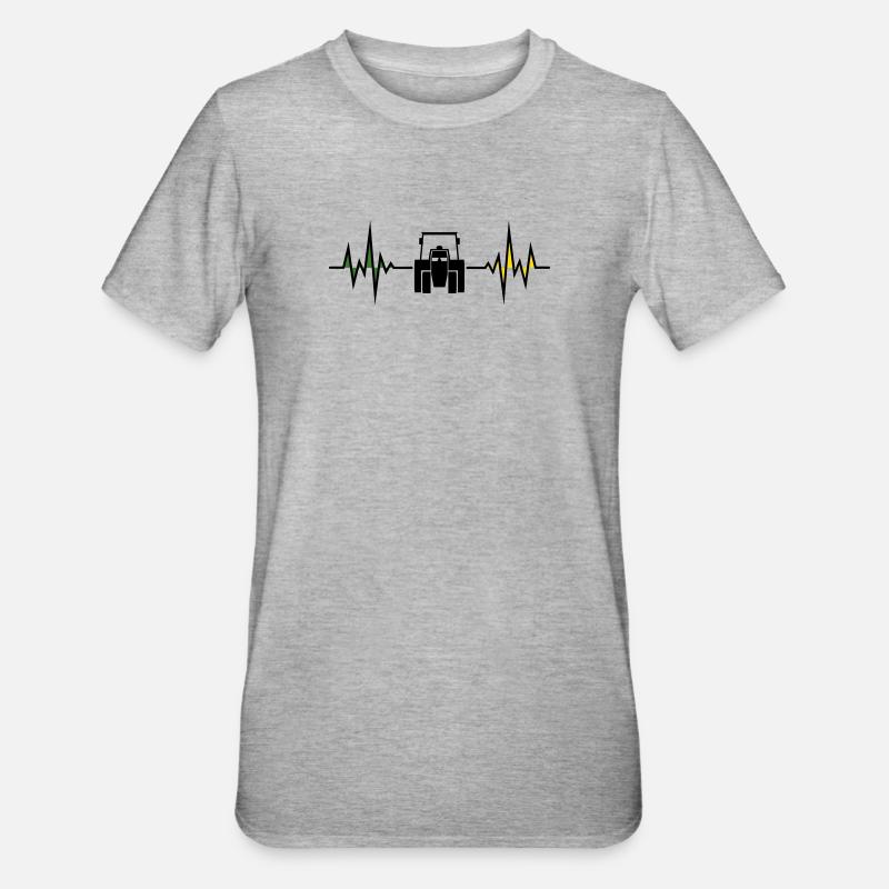 Herzfreq... Traktor - Unisex Polycotton T-Shirt - Grau meliert
