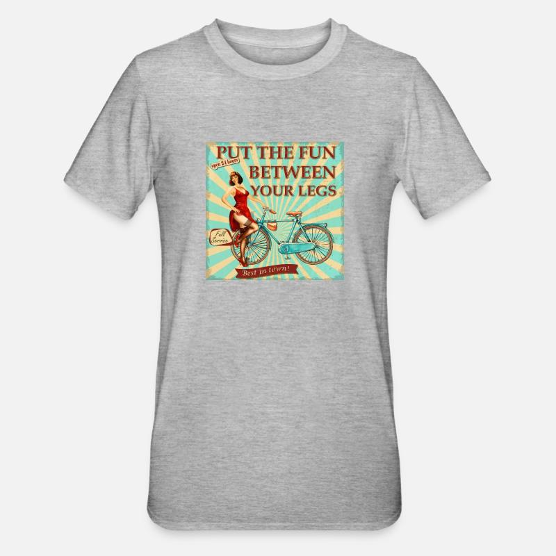 Bicycle - Put the fun between your legs - Unisex Polycotton T-Shirt - heather grey