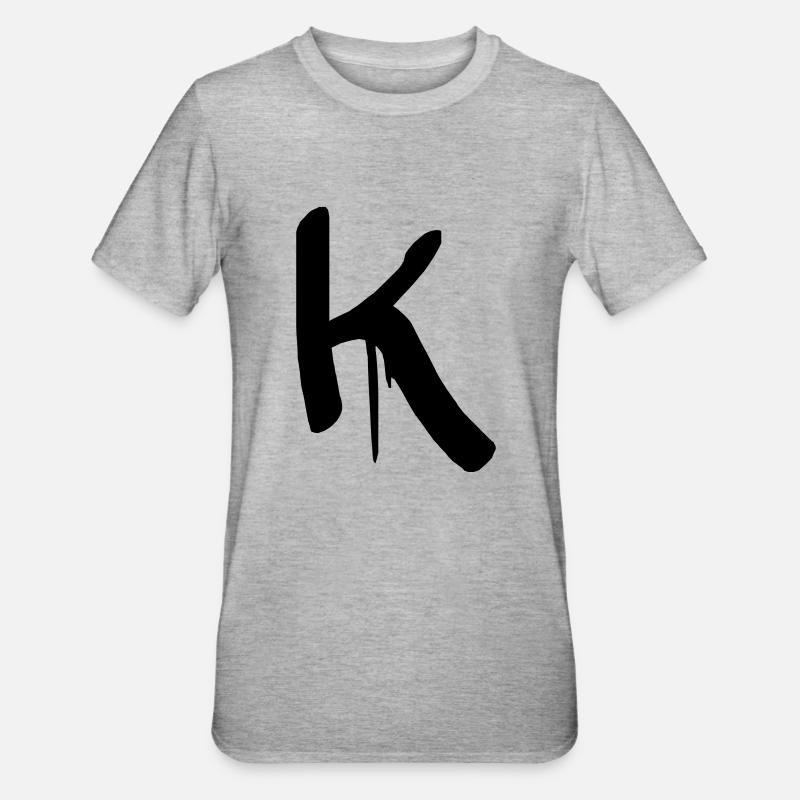 buchstabe K - Unisex Polycotton T-Shirt - Grau meliert