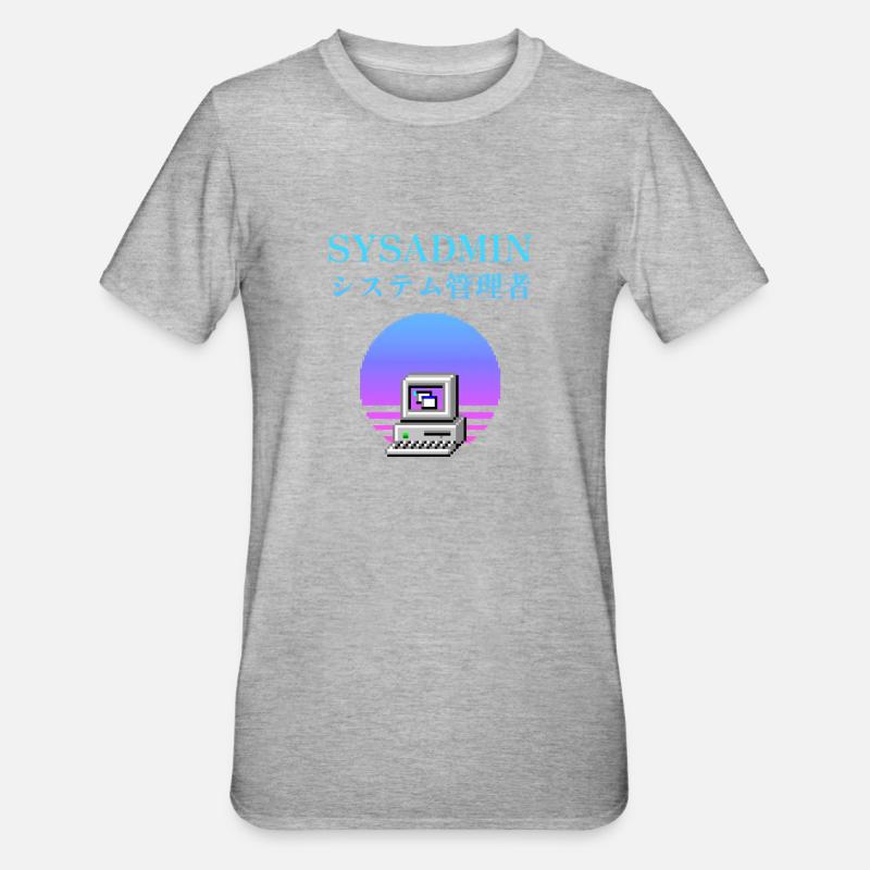 | d’administrateur système システム管理者 | vaporwave - T-shirt polycoton Unisexe - gris chiné
