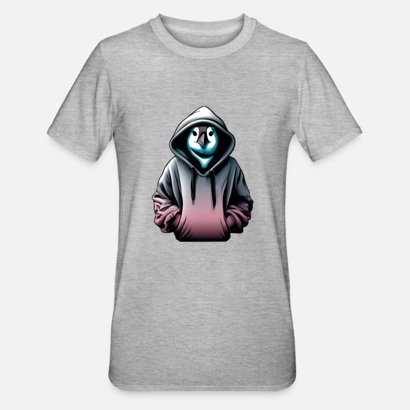 Pingouin hacker avec pull - T-shirt polycoton Unisexe - gris chiné