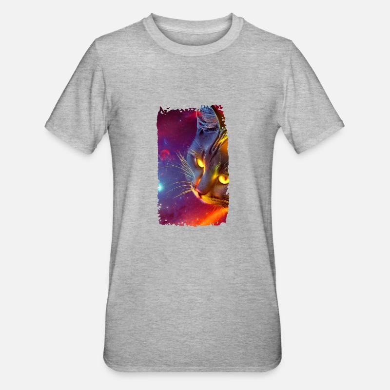 Chat de l'espace - T-shirt polycoton Unisexe - gris chiné
