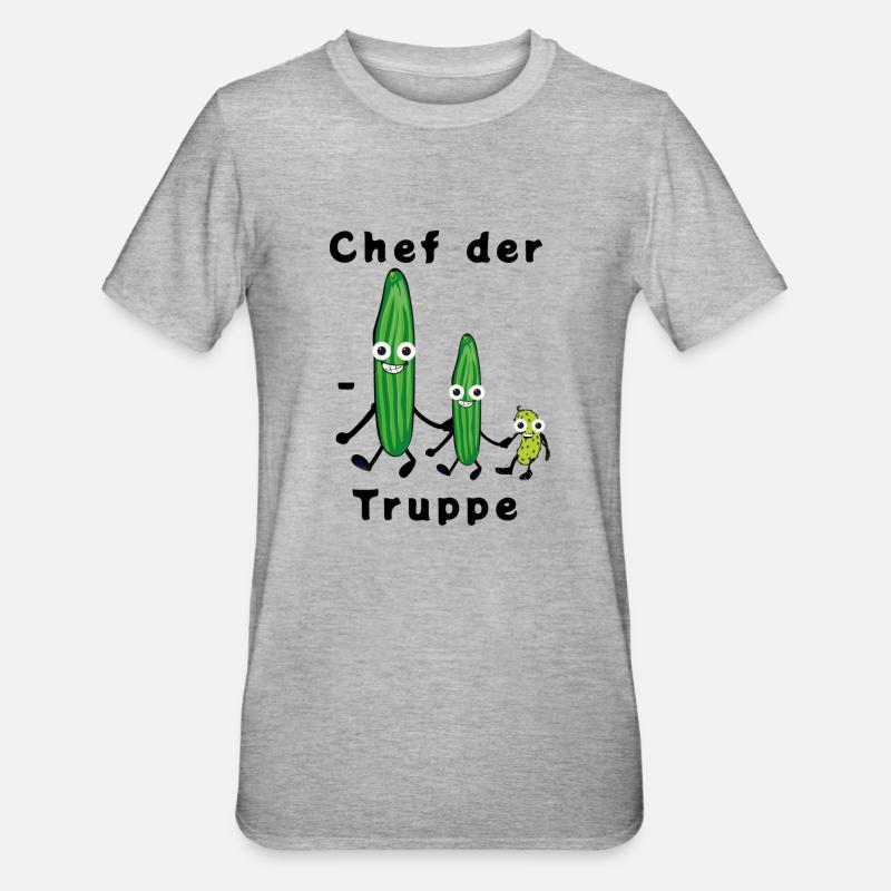 Gurkentruppe, Gurken, Chef der Gurkentruppe - Unisex Polycotton T-Shirt - Grau meliert